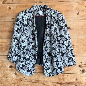 Lauren Conrad Floral Blazer gray black white size 14